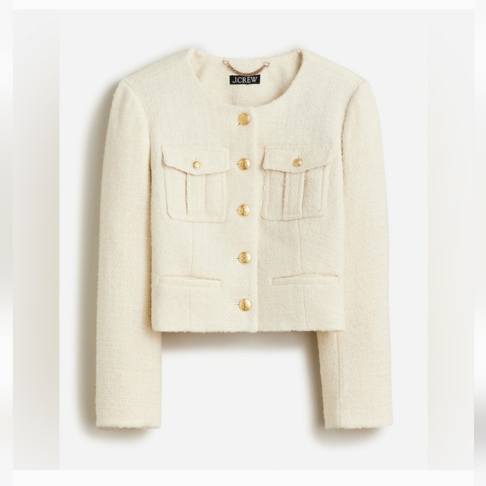 New J. Crew size 24 cream Tweed lady jacket